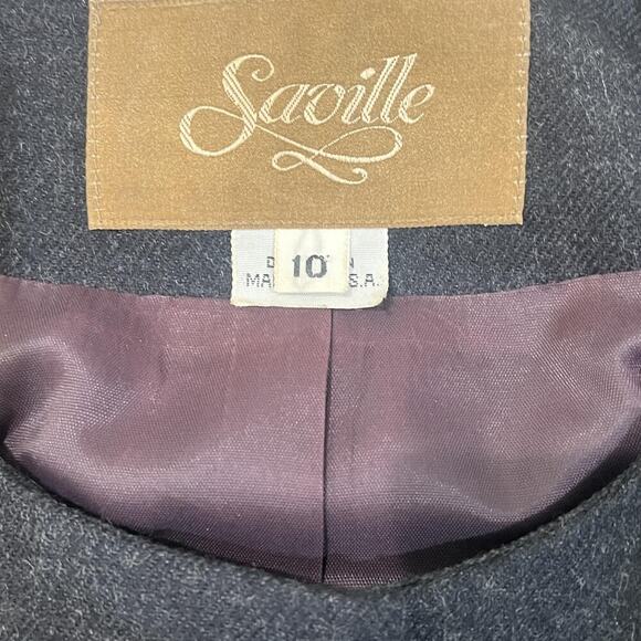 Vintage Saville Blazer Womens 10 Gray Wool Gold Button Made USA Structured 80s - Picture 7 of 10